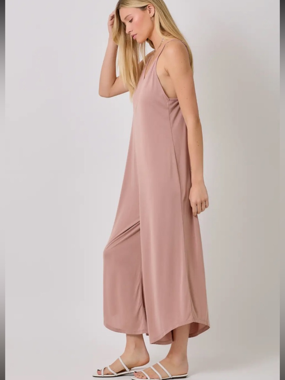 2008. . Modal cami wide leg baggy jumpsuit in rose